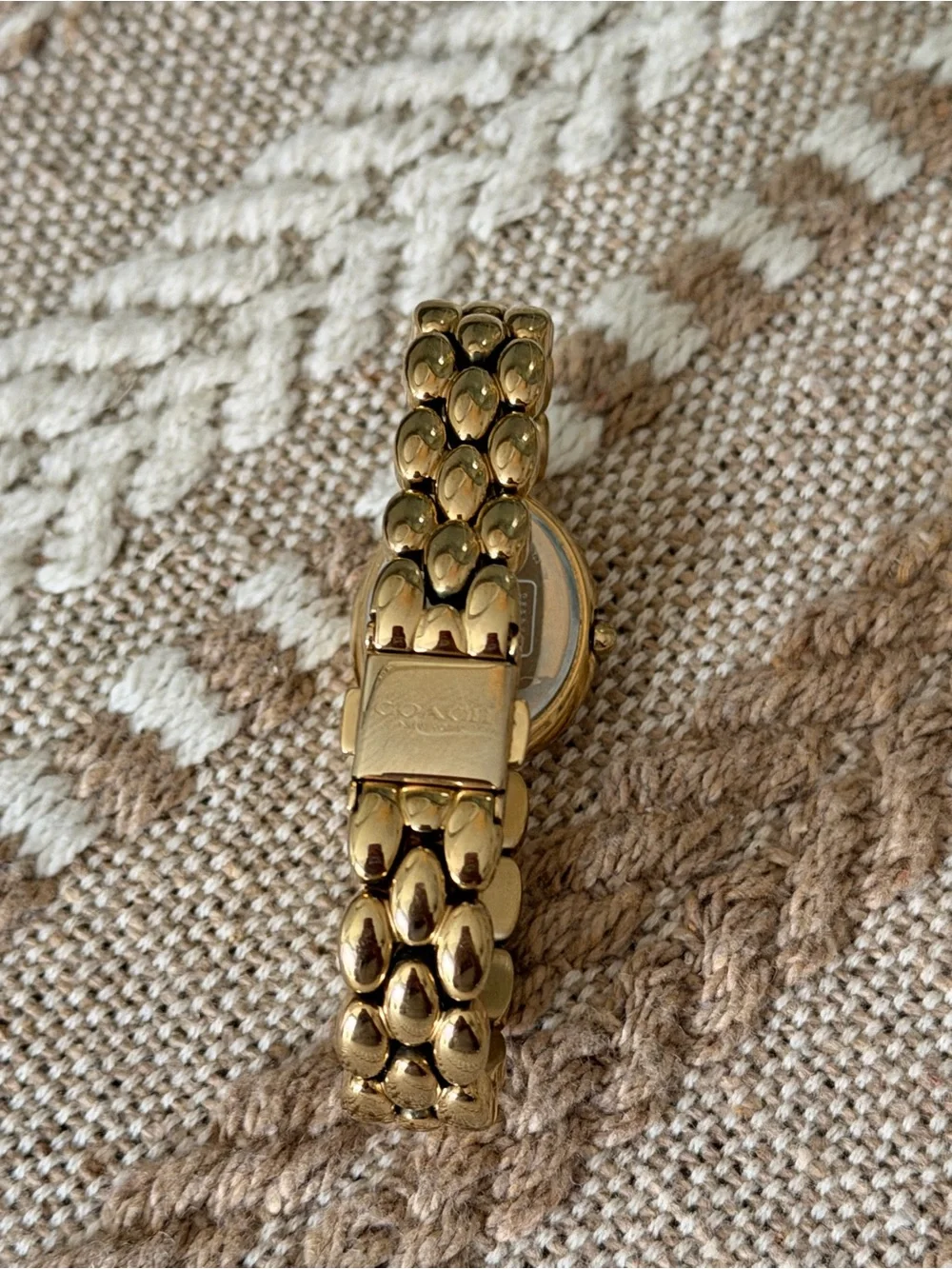 Coach Gold-Tone Oval Bracelet Watch with Mother-of-Pearl Dial